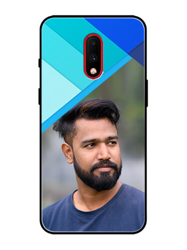 Custom OnePlus 7 Custom Metal Phone Case - Blue Pattern Design