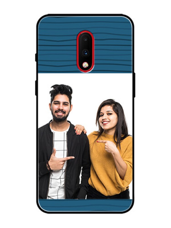 Custom OnePlus 7 Custom Metal Phone Case - Blue Pattern Cover Design