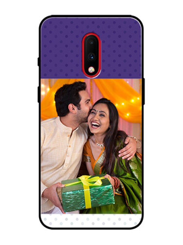 Custom OnePlus 7 Custom Metal Phone Case - Violet Colored Pattern Design
