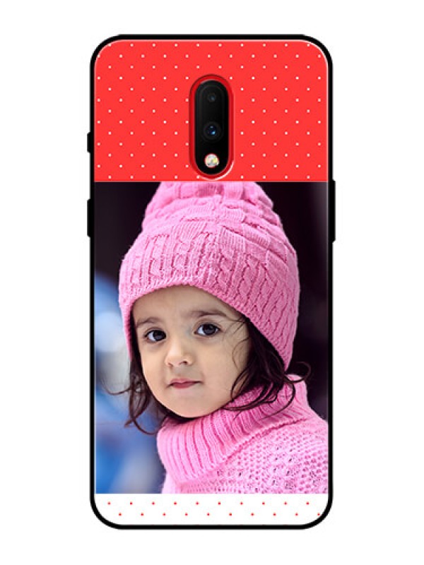 Custom OnePlus 7 Custom Metal Phone Case - Red Pattern Design