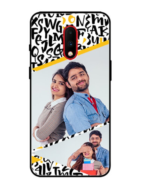 Custom OnePlus 7 Custom Metal Phone Case - Letters Pattern Design