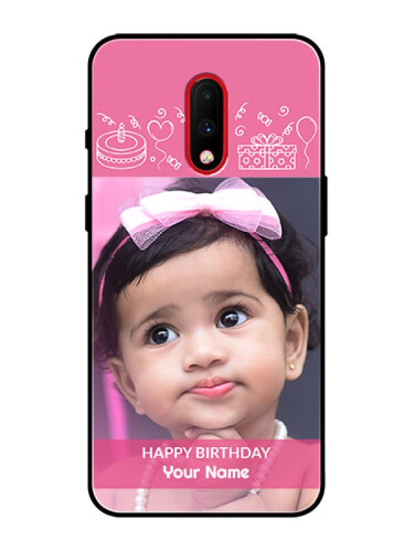 Custom OnePlus 7 Custom Metal Phone Case - With Birthday Line Art Design