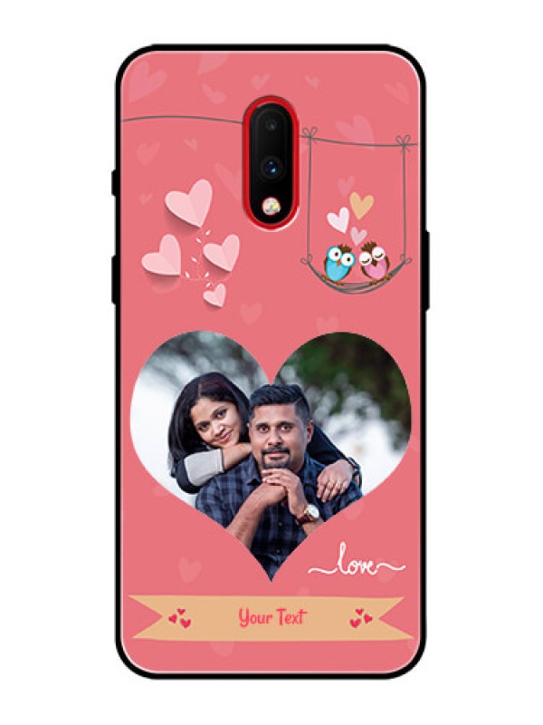 Custom OnePlus 7 Custom Metal Phone Case - Peach Color Love Design