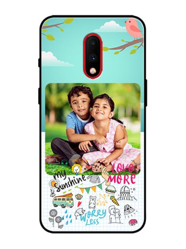 Custom OnePlus 7 Custom Metal Phone Case - Doodle Love Design