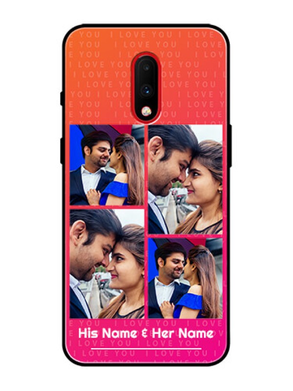 Custom OnePlus 7 Custom Metal Phone Case - I Love You Pink Design