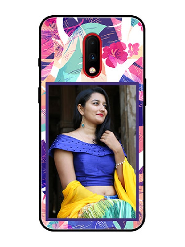 Custom OnePlus 7 Custom Metal Phone Case - Abstract Floral Design