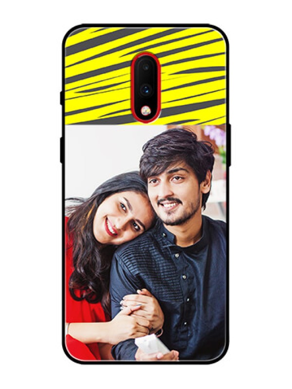 Custom OnePlus 7 Custom Metal Phone Case - Yellow Abstract Design