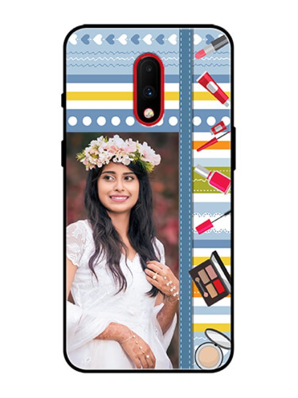Custom OnePlus 7 Custom Metal Phone Case - Makeup Icons Design