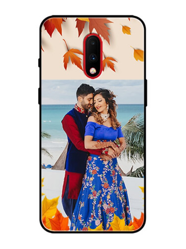 Custom OnePlus 7 Custom Metal Phone Case - Autumn Maple Leaves Design