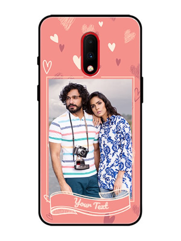 Custom OnePlus 7 Custom Metal Phone Case - Love Doodle Art Design