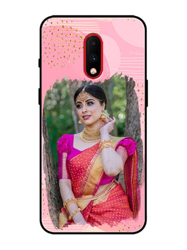 Custom OnePlus 7 Custom Metal Phone Case - Gold Glitter Splash Design