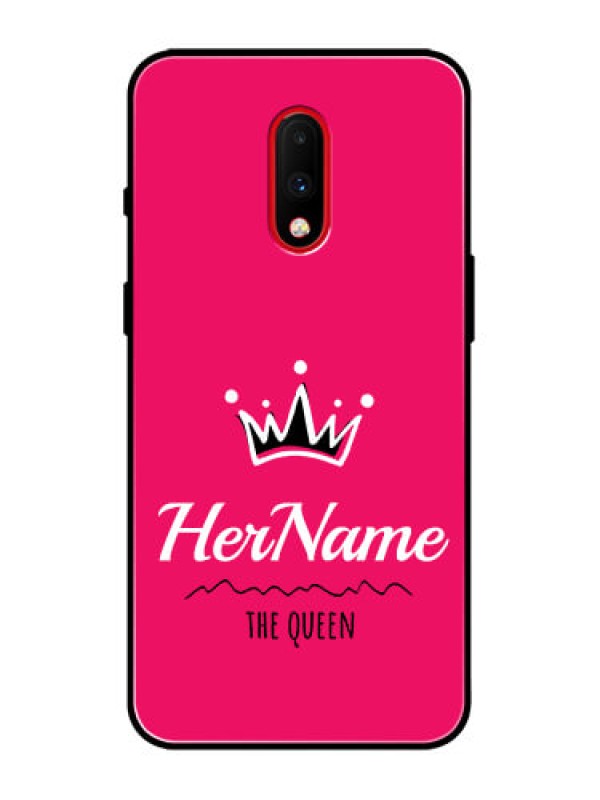 Custom OnePlus 7 Custom Metal Phone Case - Queen With Name Design
