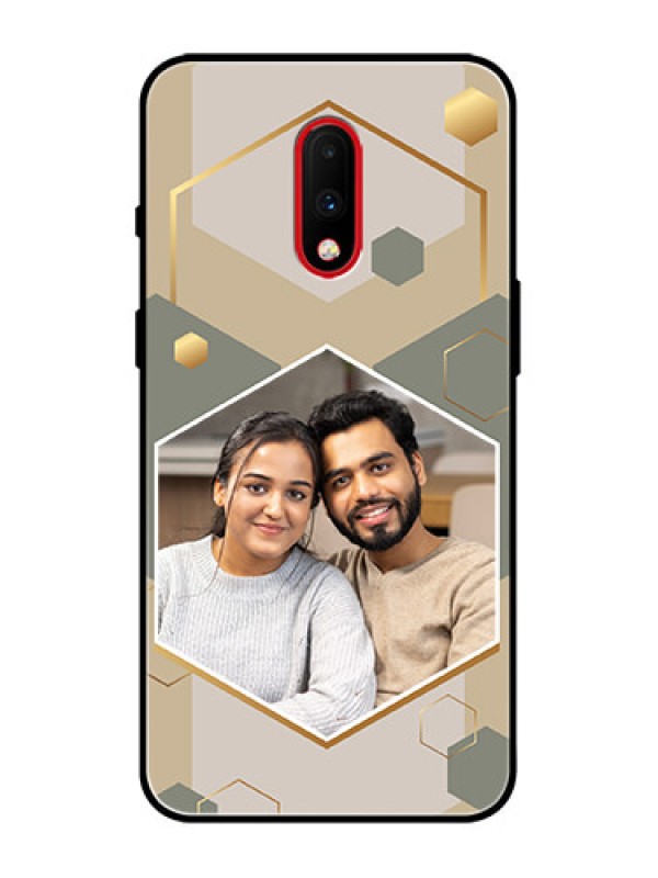 Custom OnePlus 7 Custom Metal Phone Case - Stylish Hexagon Pattern Design