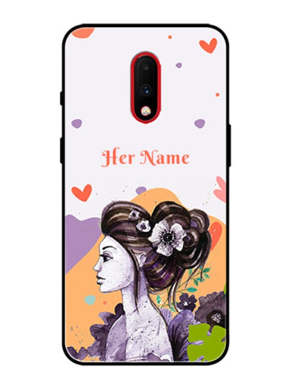 Custom OnePlus 7 Custom Metal Phone Case - Woman And Nature Design