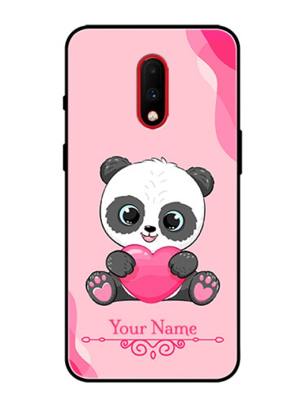 Custom OnePlus 7 Custom Metal Phone Case - Cute Panda Design