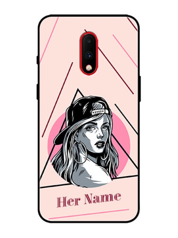 Custom OnePlus 7 Custom Metal Phone Case - Rockstar Girl Design