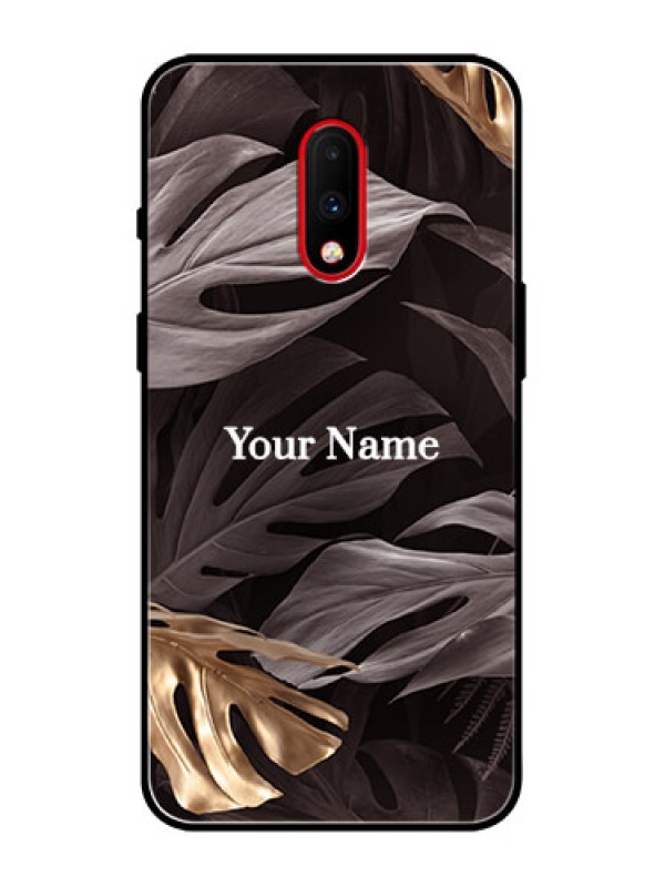 Custom OnePlus 7 Custom Metal Phone Case - Wild Leaves Digital Paint Design