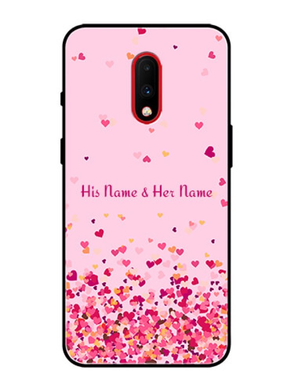 Custom OnePlus 7 Custom Metal Phone Case - Floating Hearts Design