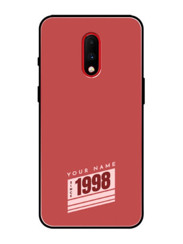 Custom OnePlus 7 Custom Metal Phone Case - Red Custom Year Of Birth Design