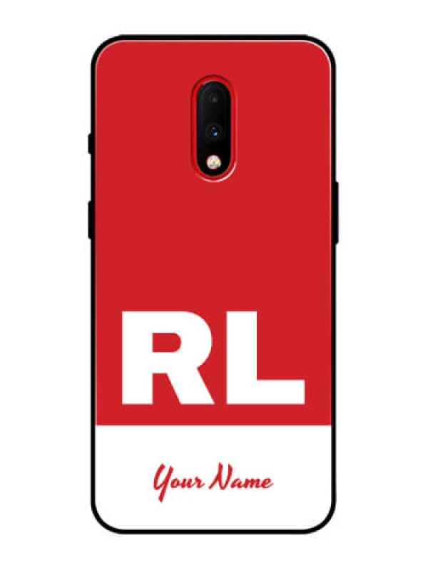 Custom OnePlus 7 Custom Metal Phone Case - Dual Tone Custom Text Design