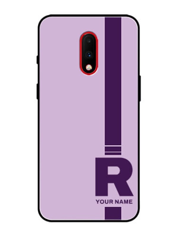 Custom OnePlus 7 Custom Metal Phone Case - Simple Dual Tone Stripe With Name Design