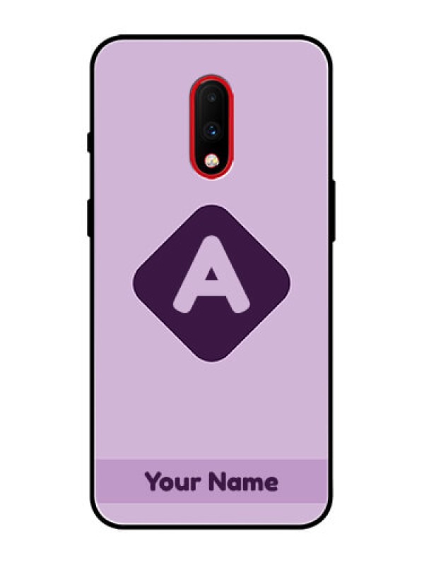 Custom OnePlus 7 Custom Metal Phone Case - Custom Letter In Curved Badge Design