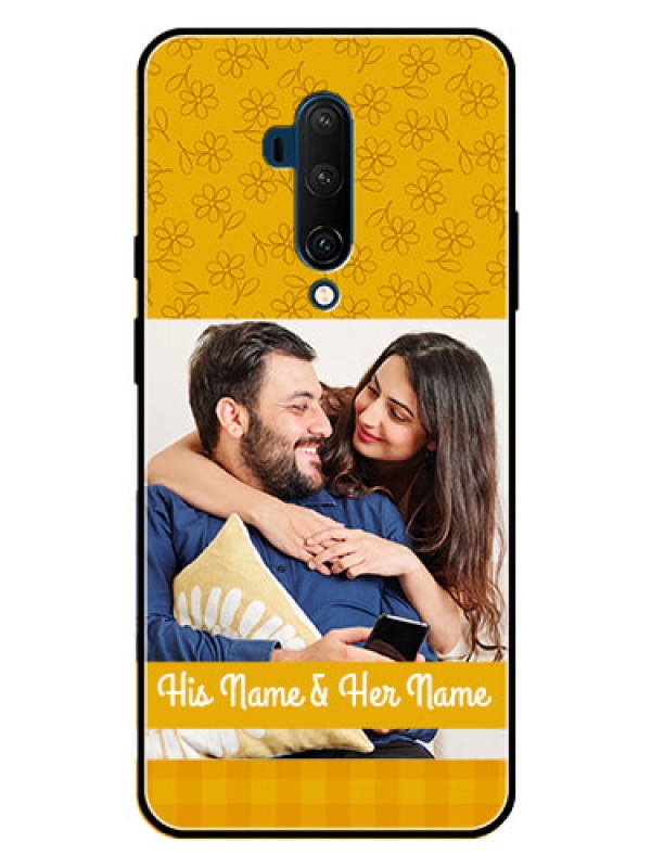 Custom OnePlus 7T Pro Custom Metal Phone CaseYellow Floral Design