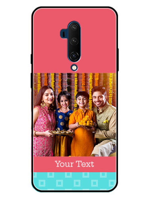 Custom OnePlus 7T Pro Custom Metal Phone CasePeach and Blue Color Design