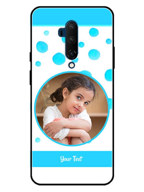 Custom OnePlus 7T Pro Custom Metal Phone CaseBlue Bubbles Pattern Design