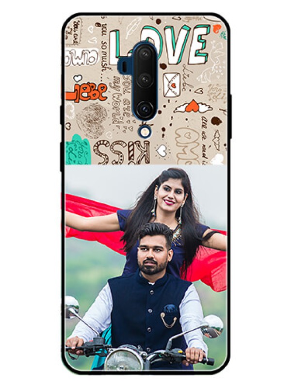 Custom OnePlus 7T Pro Custom Metal Phone CaseLove Doodle Pattern