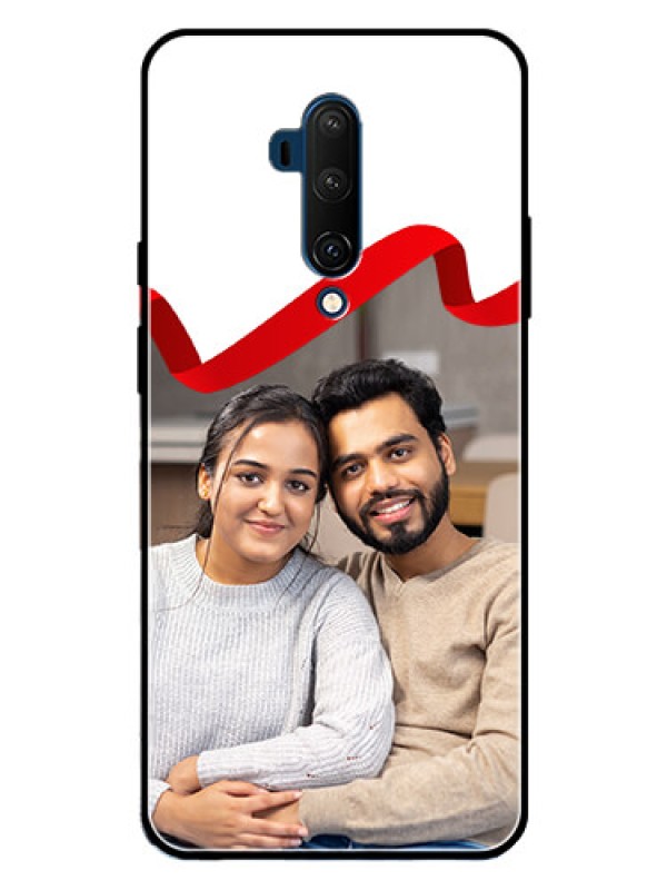 Custom OnePlus 7T Pro Custom Metal Phone CaseRed Ribbon Frame Design