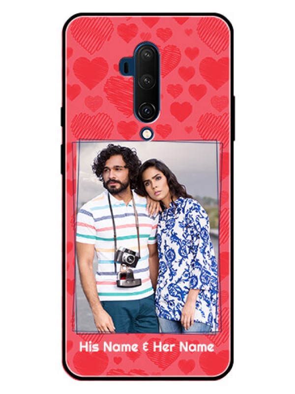 Custom OnePlus 7T Pro Custom Metal Phone CaseWith Red Heart Symbols Design
