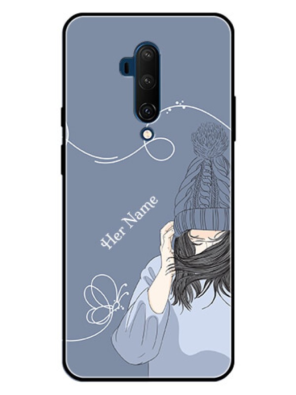 Custom OnePlus 7T Pro Custom Metal Phone CaseGirl In Winter Outfit Design