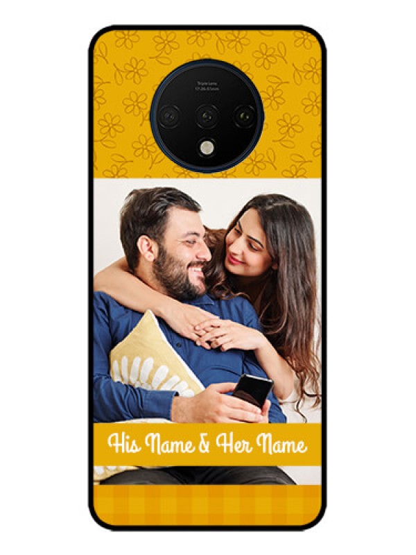 Custom OnePlus 7T Custom Metal Phone CaseYellow Floral Design