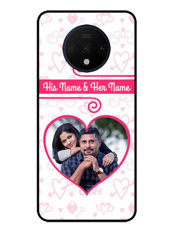 Custom OnePlus 7T Custom Metal Phone CaseHeart Shape Love Design