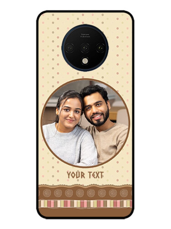 Custom OnePlus 7T Custom Metal Phone CaseBrown Dotted Mobile Case Design