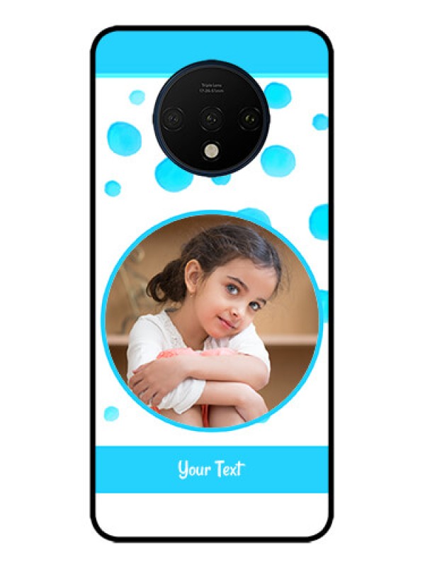 Custom OnePlus 7T Custom Metal Phone CaseBlue Bubbles Pattern Design