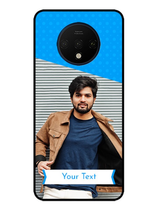 Custom OnePlus 7T Custom Metal Phone CaseSimple Blue Color Design