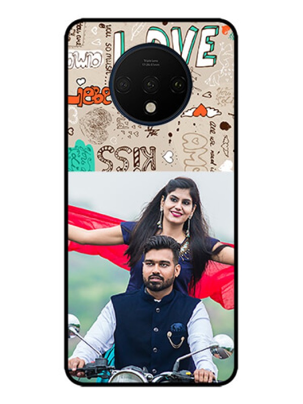 Custom OnePlus 7T Custom Metal Phone CaseLove Doodle Pattern