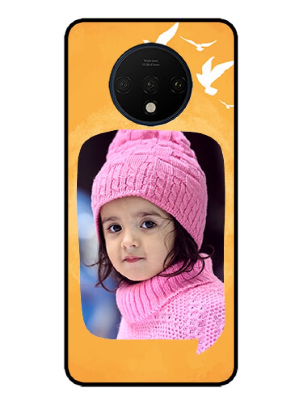 Custom OnePlus 7T Custom Metal Phone CaseWater Color Design With Bird Icons