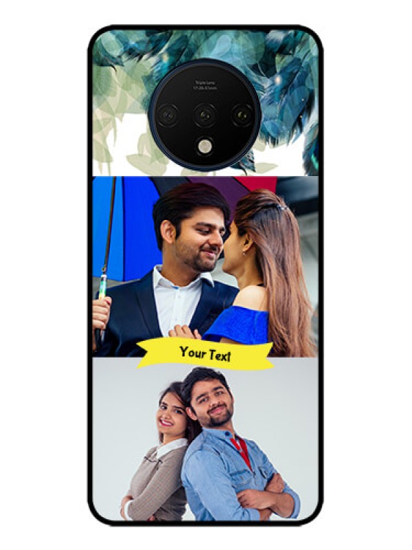 Custom OnePlus 7T Custom Metal Phone CaseImage With Boho Peacock Feather Design