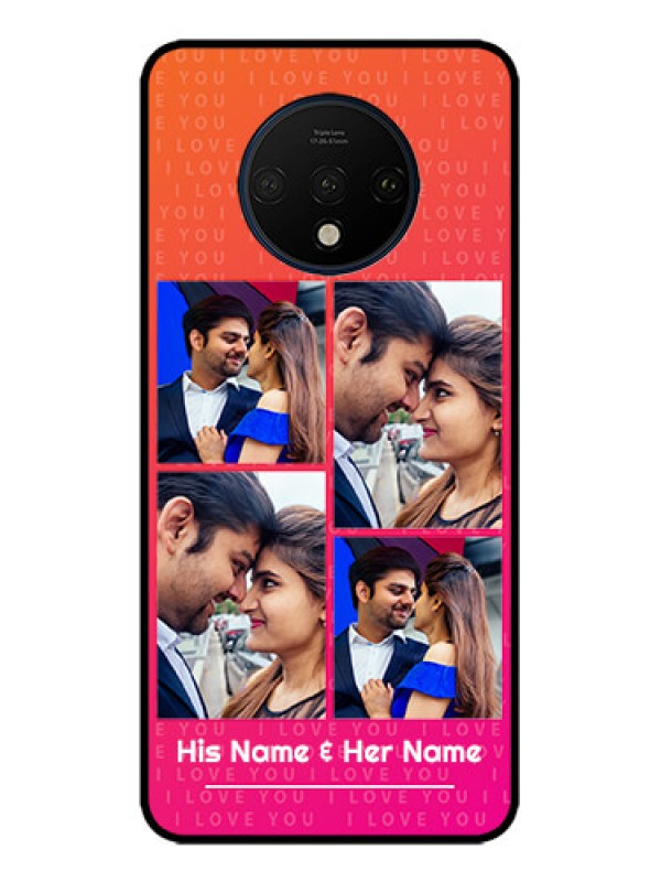 Custom OnePlus 7T Custom Metal Phone CaseI Love You Pink Design