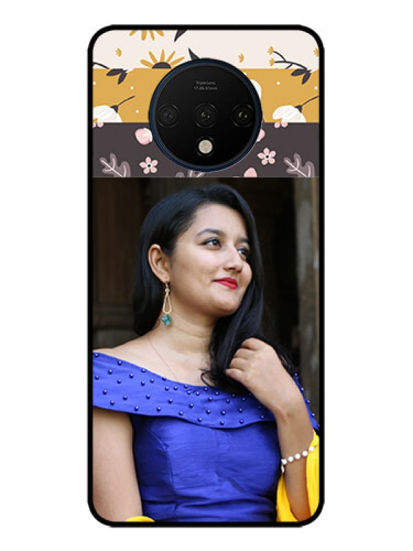 Custom OnePlus 7T Custom Metal Phone CaseStylish Floral Design