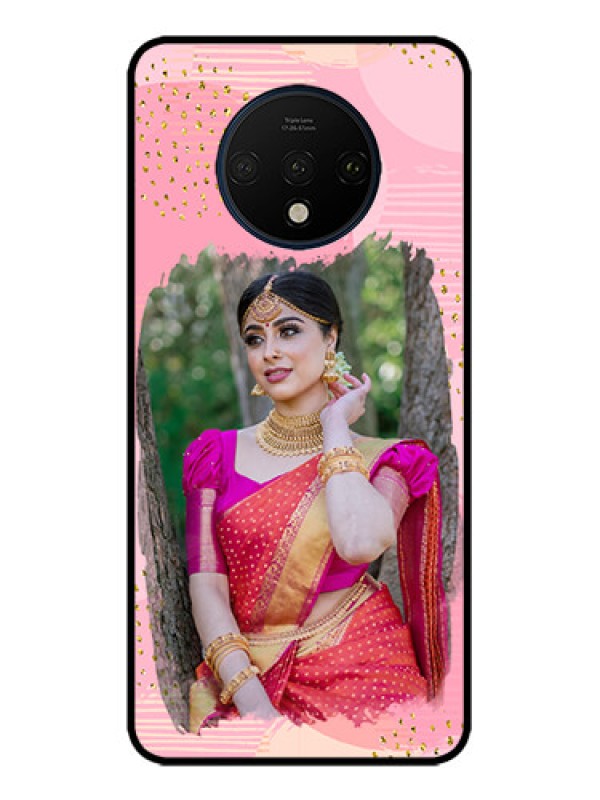 Custom OnePlus 7T Custom Metal Phone CaseGold Glitter Splash Design