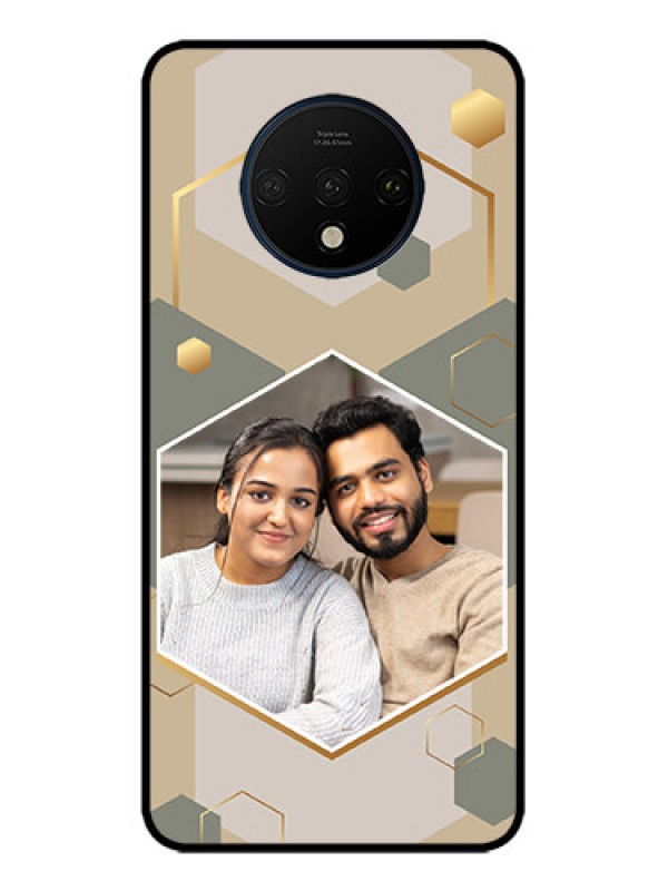Custom OnePlus 7T Custom Metal Phone CaseStylish Hexagon Pattern Design