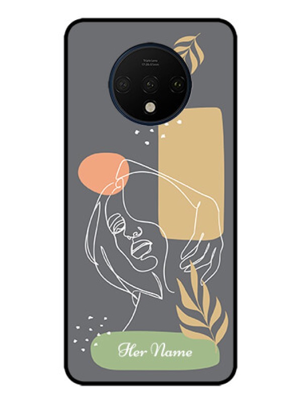 Custom OnePlus 7T Custom Metal Phone CaseGazing Woman Line Art Design