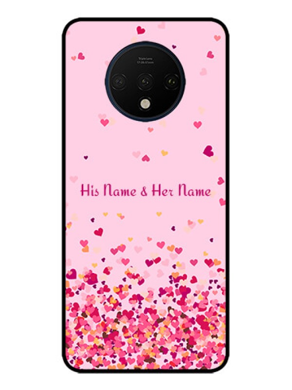 Custom OnePlus 7T Custom Metal Phone CaseFloating Hearts Design