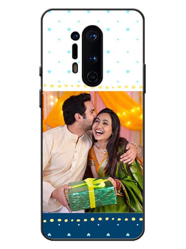 Custom OnePlus 8 Pro Custom Metal Phone Case - White And Blue Abstract Design