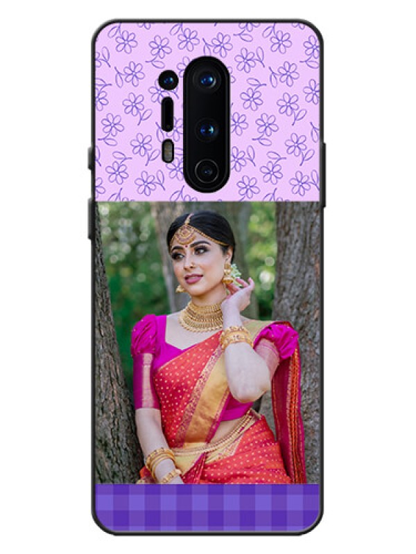 Custom OnePlus 8 Pro Custom Metal Phone Case - Purple Floral Design