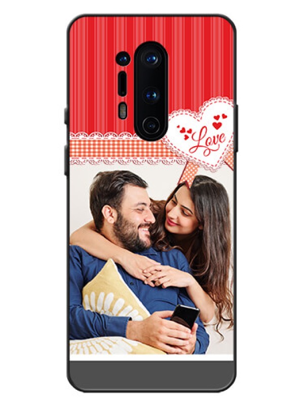 Custom OnePlus 8 Pro Custom Metal Phone Case - Red Love Pattern Design